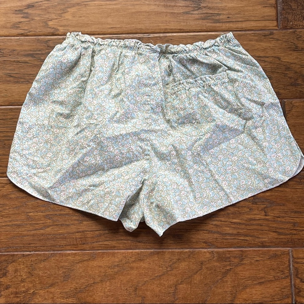 GAP green pajama shorts w/pink & blue floral pattern 100% cotton size SP - Picture 7 of 12